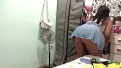 Play Latina Maid Caught on Hidden Camera While Trying on Clothes